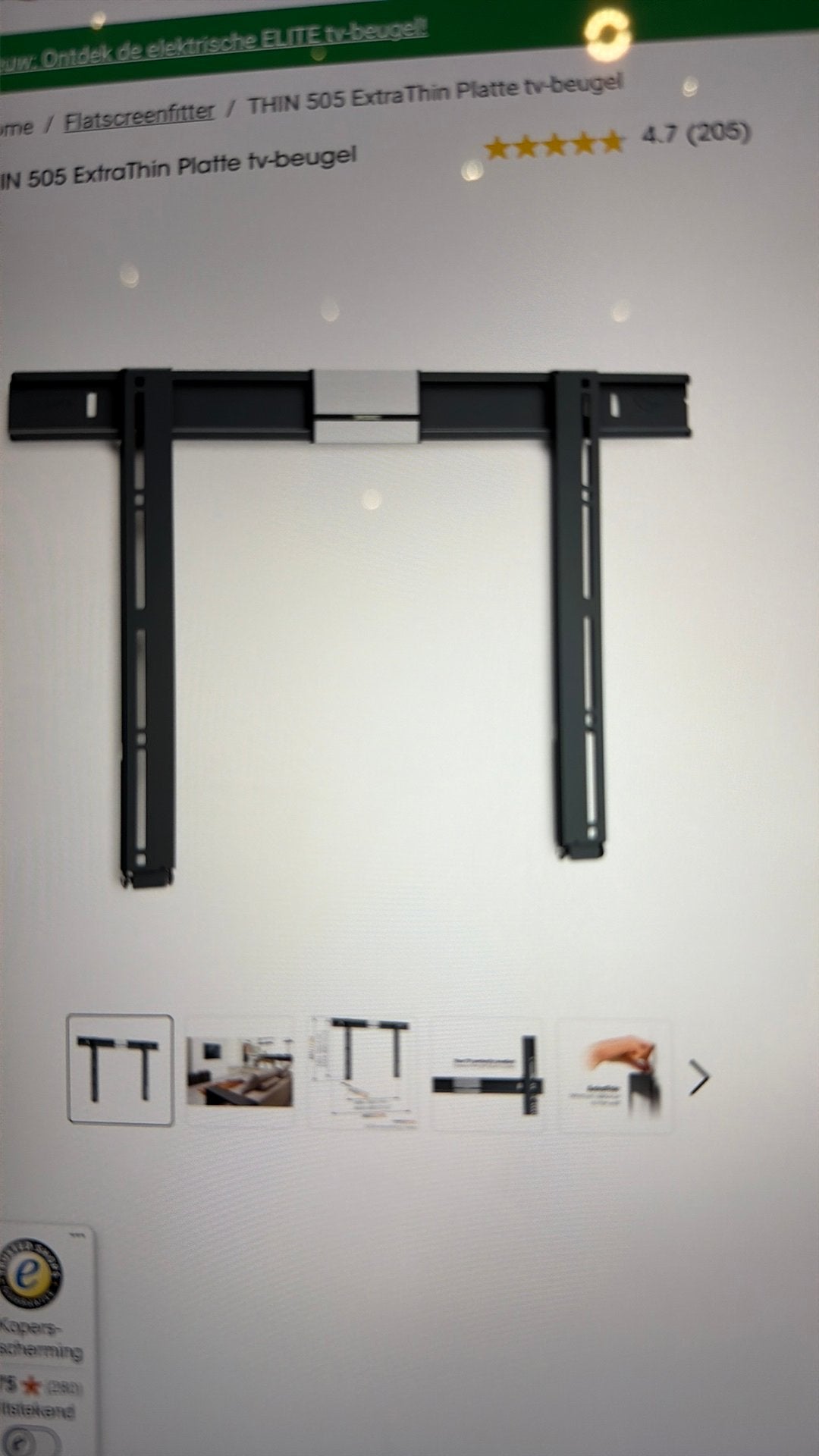 Vogel’s Thin 505 Extra dunne, vaste tv-beugel tot 75kg, Audio, Tv en Foto, Ophalen, Zo goed als nieuw