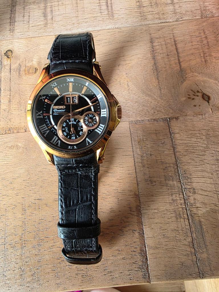 Seiko Premier Herenhorloge - Goudkleurig met Zwarte Wijzerpl, Sieraden, Tassen en Uiterlijk, Horloges | Heren, Ophalen of Verzenden
