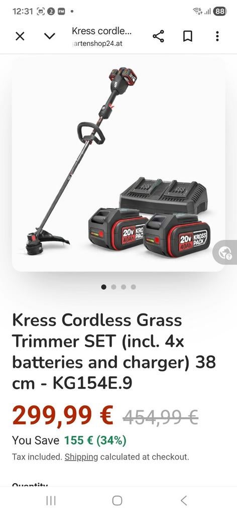 Kress Strimmer Bosmaaier - Nieuw met 4 Accu's en Lader, Ophalen of Verzenden, Nieuw, Accu