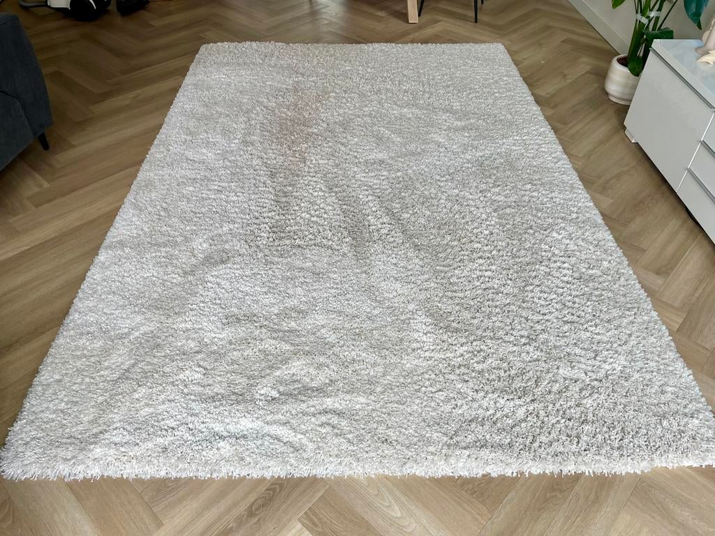 IKEA Vollerslev Vloerkleed Hoogpolig Wit 200x300 cm, Ophalen, Wit, Japandi, modern, 200 cm of meer