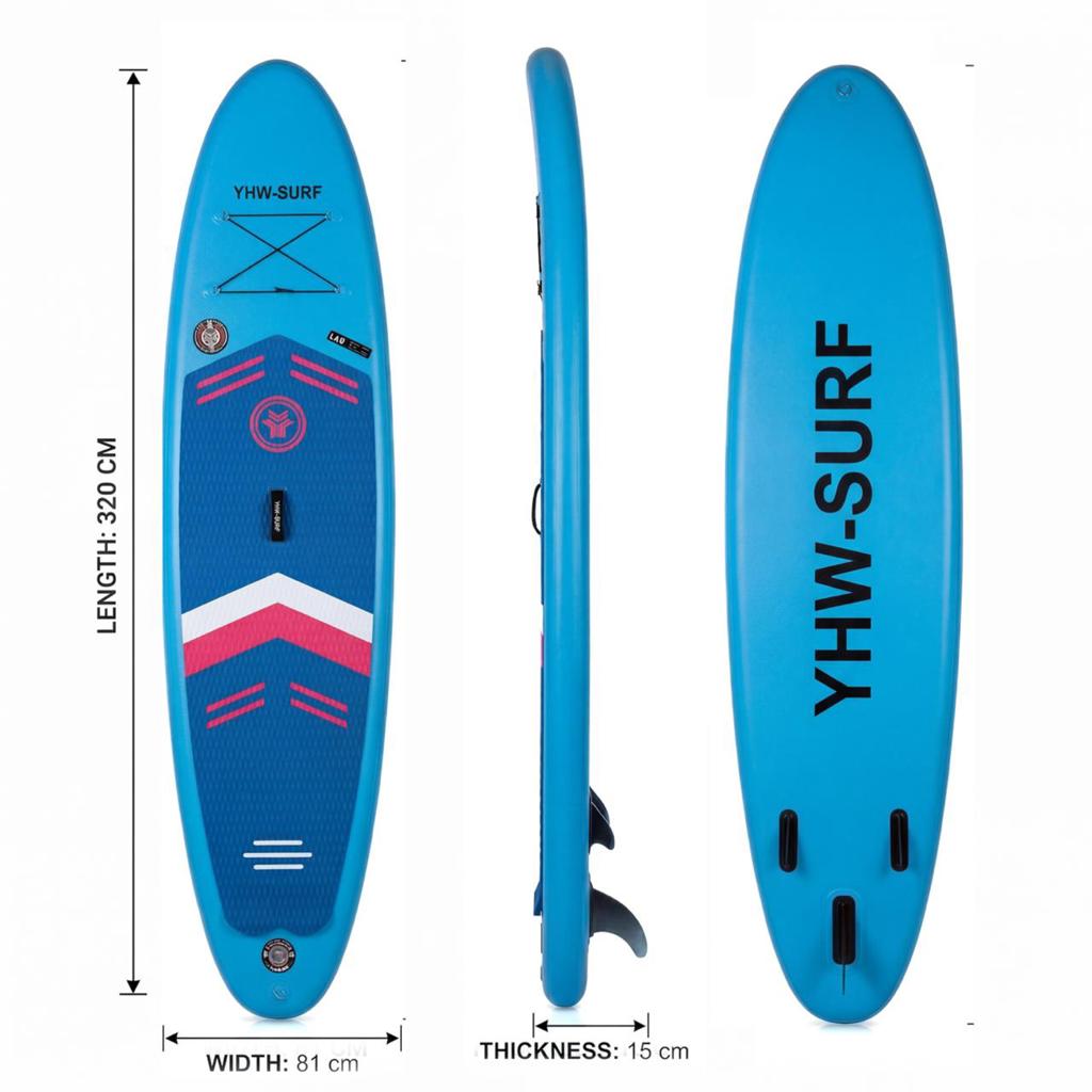 YHW-SURF Opblaasbaar SUP Board - Blauw en Groen - Nieuw, Watersport en Boten, Ophalen of Verzenden, Nieuw, SUP-boards