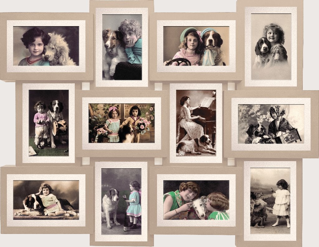Nostalgische honden fotocollage 58 x 45 cm ingelijst NIEUW‼️, Ophalen of Verzenden, Nieuw