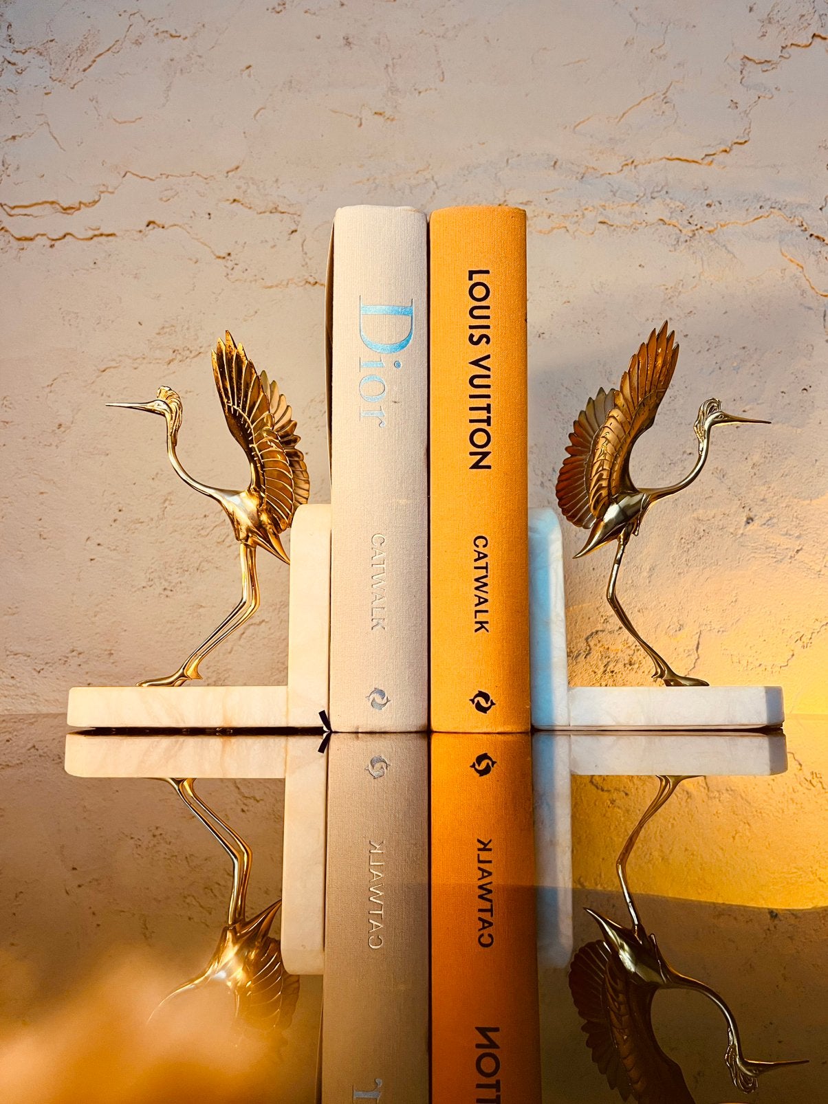 Unieke Hollywood Regency messing kraanvogel boekensteunen, Ophalen of Verzenden