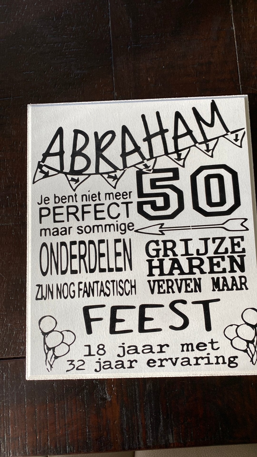 Abraham 50 tekstbord, Tekstbord, Met ophangmogelijkheid, 25 cm, Ophalen of Verzenden