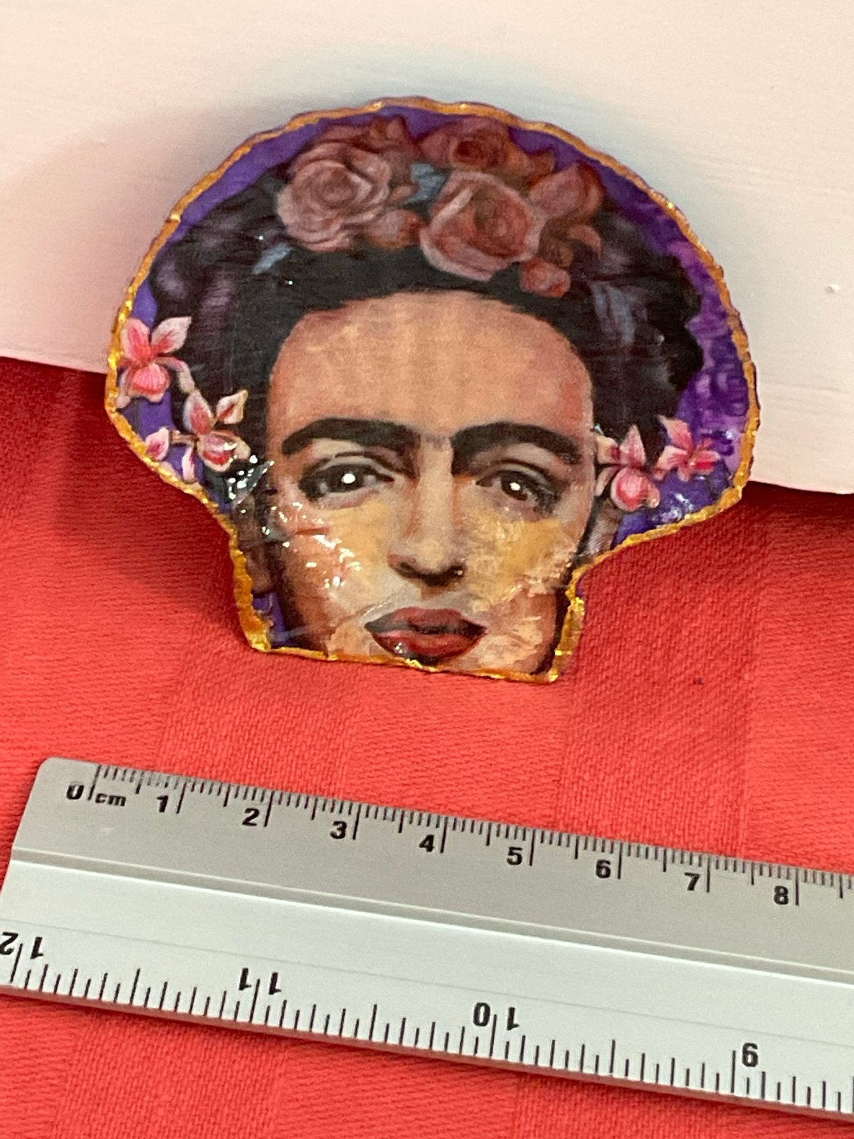 Handgemaakt3 Frida Kahlo schelp, eigen ontwerp, Antiek en Kunst, Ophalen of Verzenden