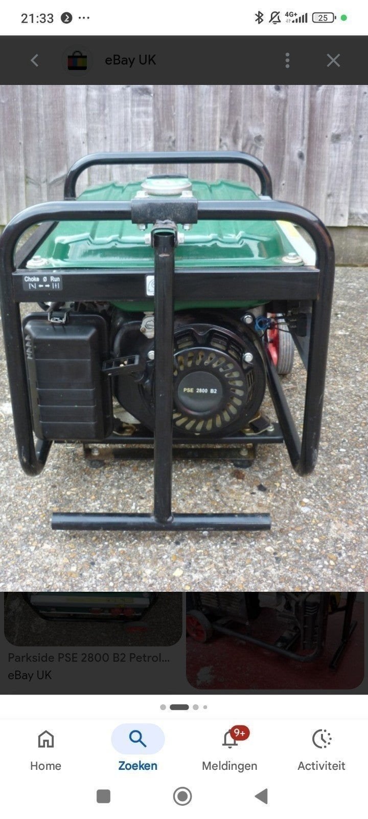parkside Aggregaat 2800W - Zuinig, Compact, Stil 4-takt, Ophalen, Gebruikt, Benzine, Geluidgedempt