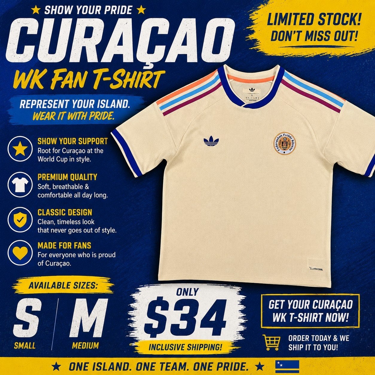 Curaçao Fan T-Shirt + FREE Surprise T-Shirt | €45 Incl., Ophalen of Verzenden, Nieuw, Zwart