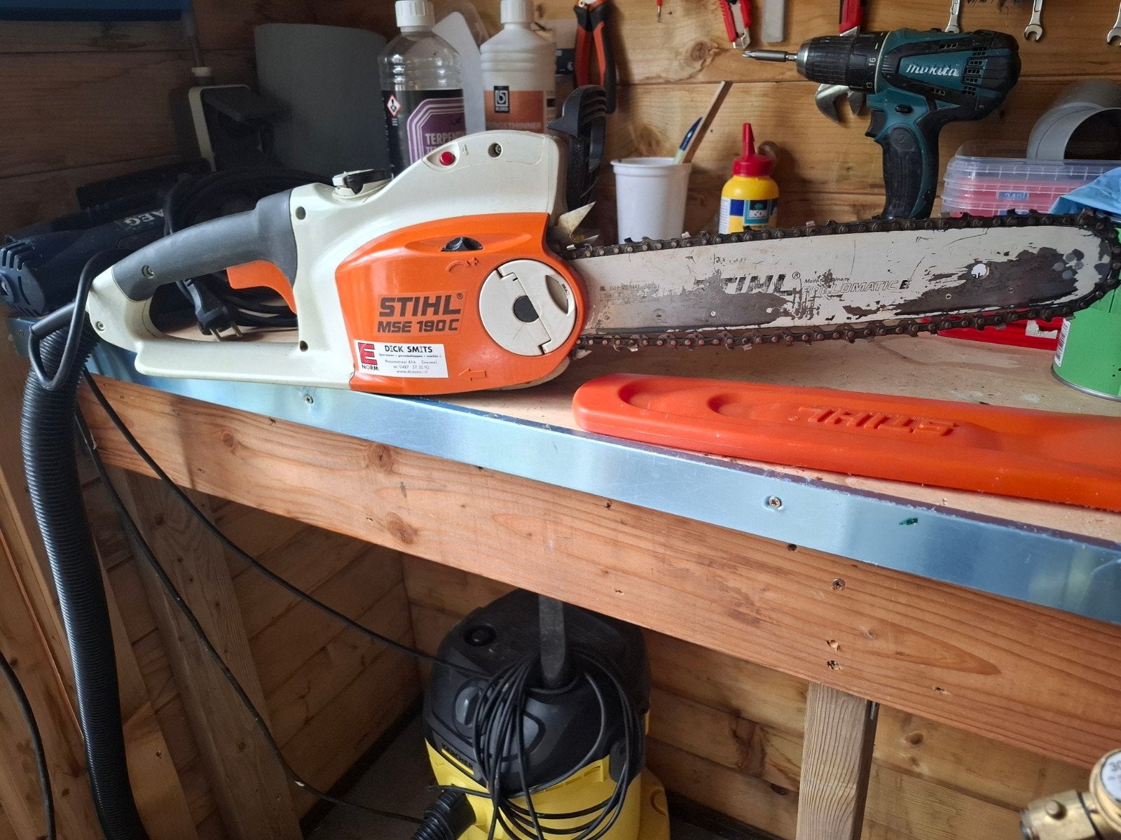 Stihl MSE 190 C elektrische kettingzaag met veiligheidshelm, Stihl, Gebruikt, 70 mm of meer, Kettingzaag