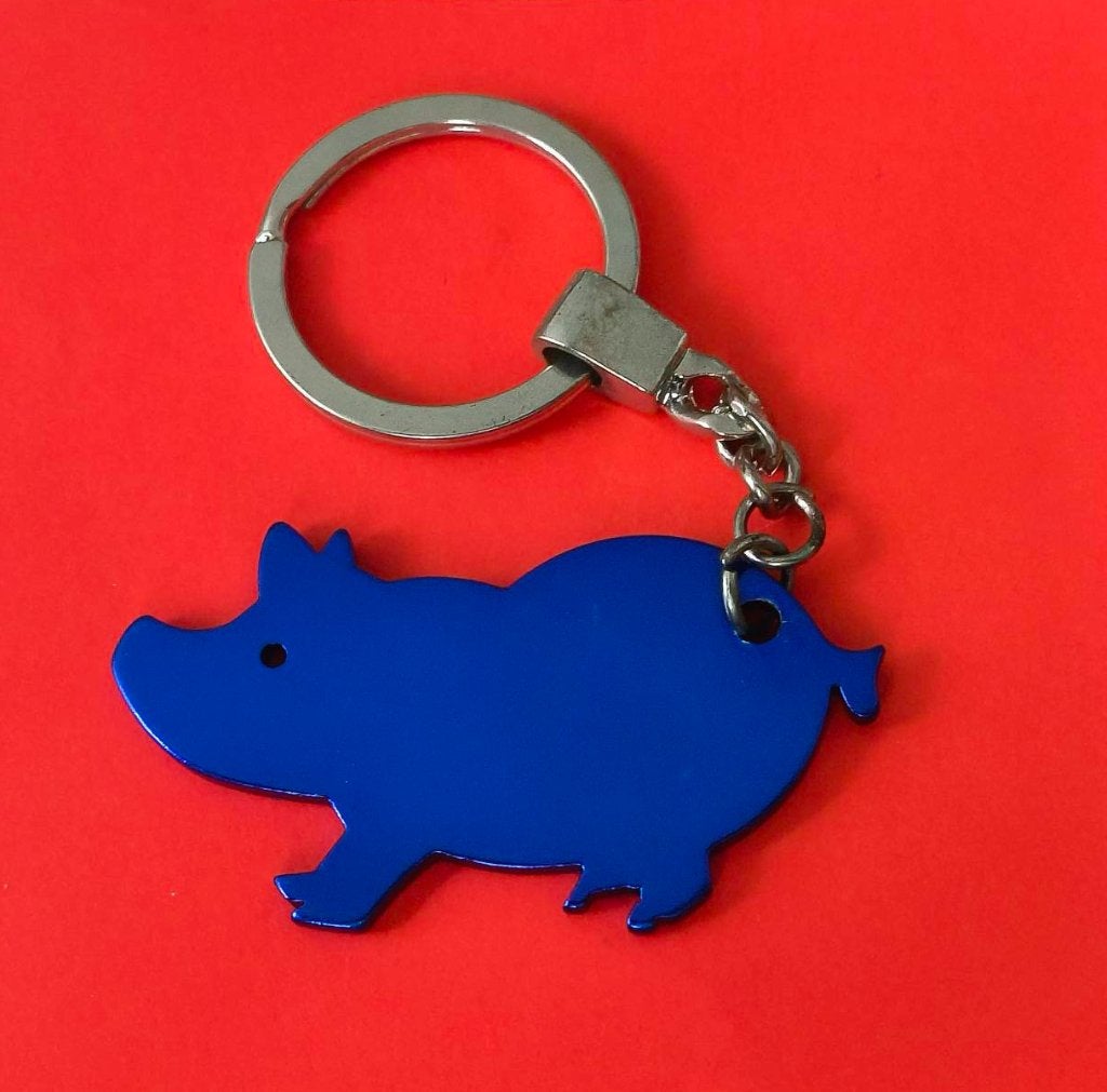Varken sleutelhanger (blauw), Ophalen of Verzenden, Zo goed als nieuw, Dier of Natuur
