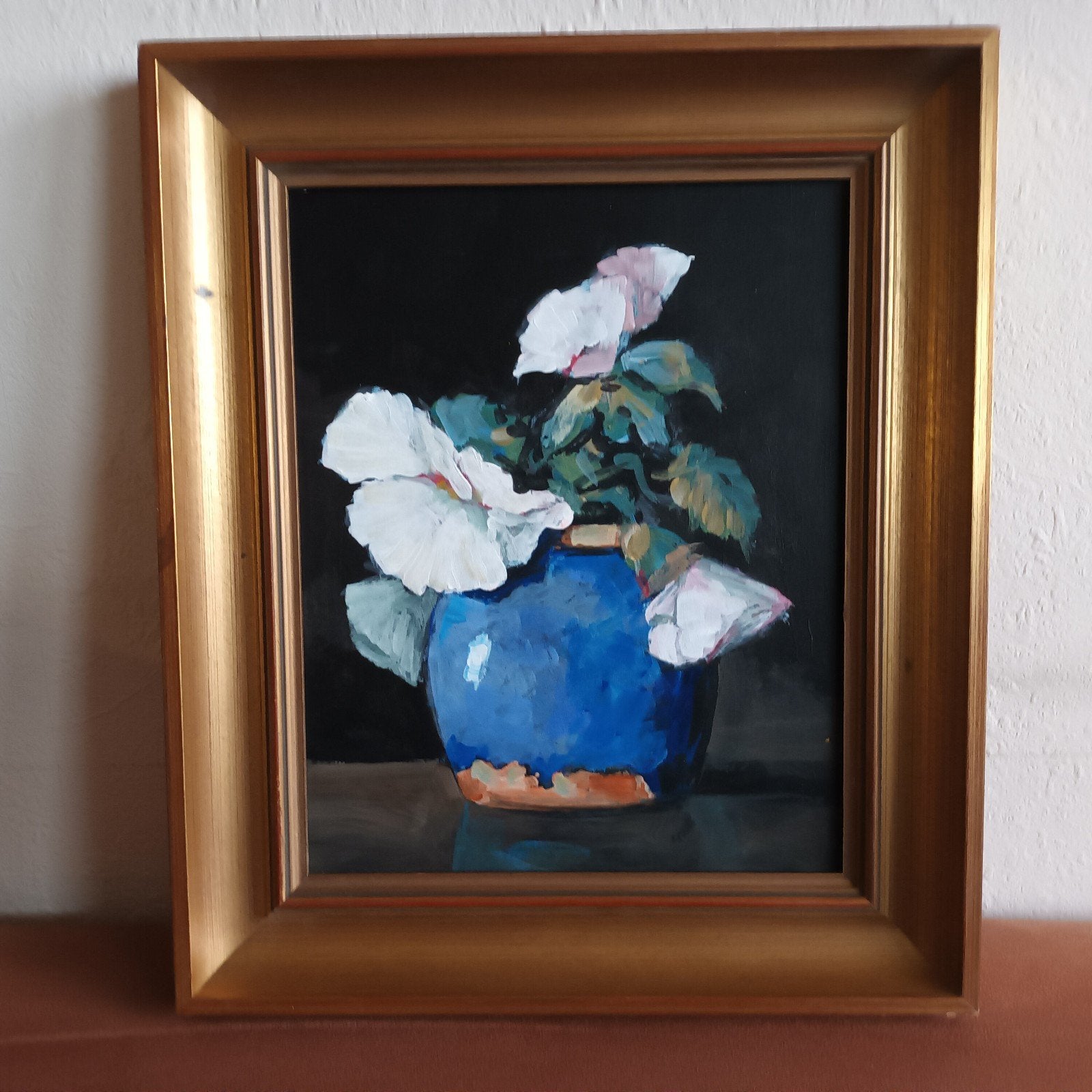 Stilleven met blauw gemberpot, olieverf op board, erg mooi, Antiek en Kunst, Ophalen of Verzenden