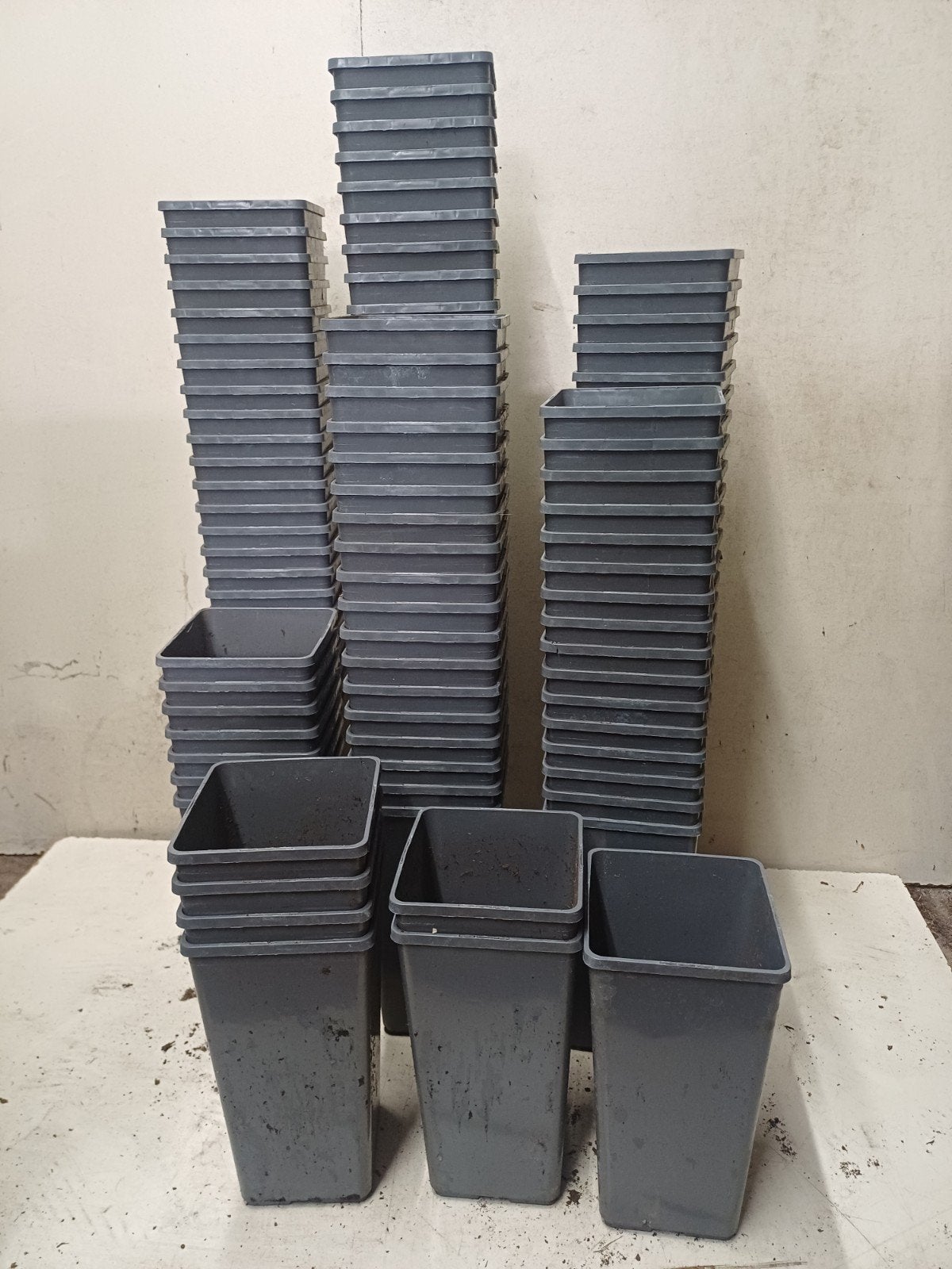 Hoge vierkante kweekpotten plantenpot bloempot 11x11x21,5 cm, Kunststof, Gebruikt, Minder dan 30 cm, Vierkant