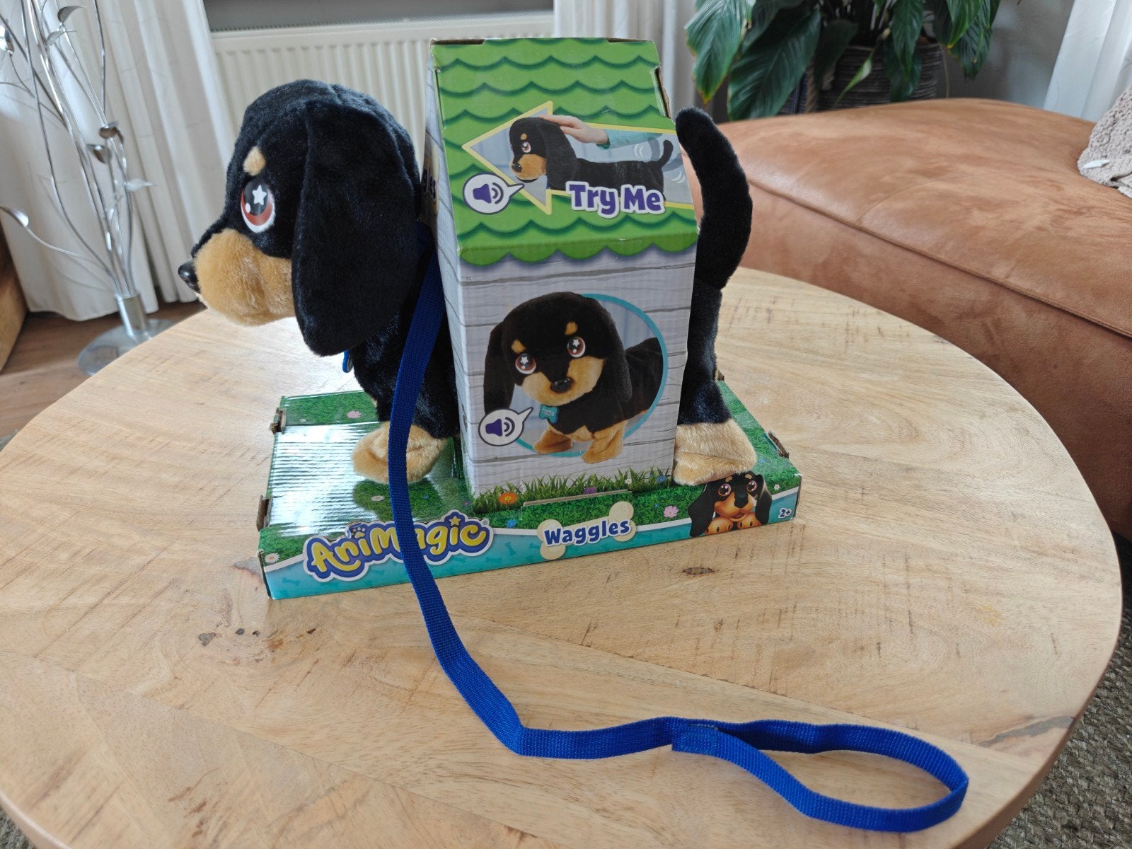 Animagic Waggles interactieve hond met geluid en beweging, Overige merken, Overige karakters, Zwart, Zo goed als nieuw