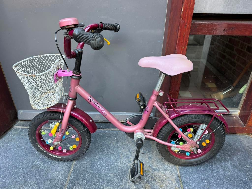 Xamba kinderfiets - 12,5inch - Rose en Bordeaux kleuren, Fietsen en Brommers, Fietsen | Kinderfietsjes, Ophalen, Gebruikt, Terugtraprem