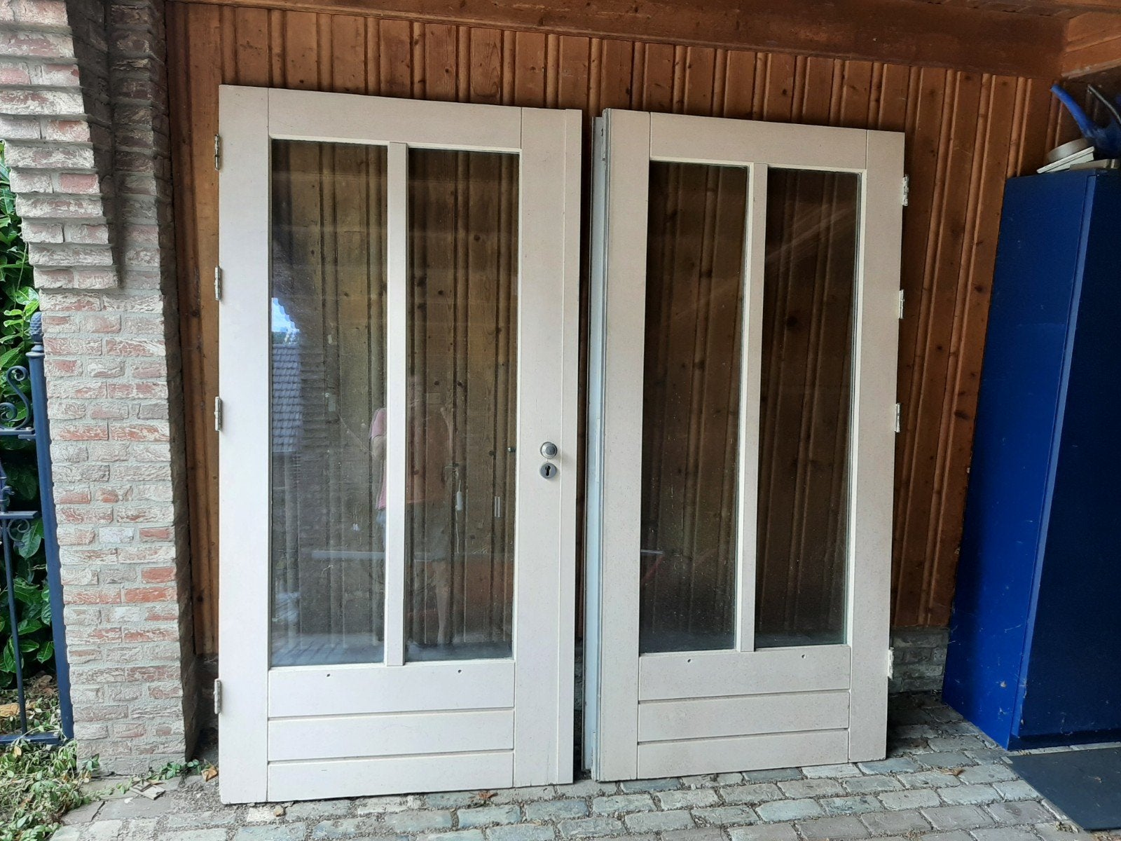 nette brede HH openslaande tuindeuren, Doe-het-zelf en Verbouw, Deuren en Horren, Ophalen, 120 cm of meer, 200 tot 215 cm, Glas