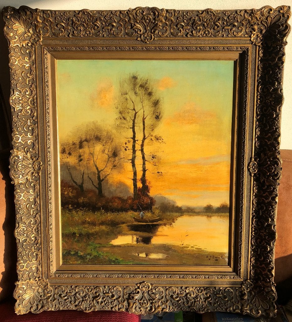 Tk: schilderij olieverf van Arie Zwart, Laren, Ophalen, Doek, Landschap, Olieverf