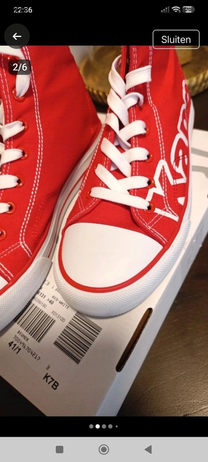 Rode Kappa sneakers, maat 40 - Slechts gepast!, Kappa, Ophalen of Verzenden, Rood, Sneakers of Gympen