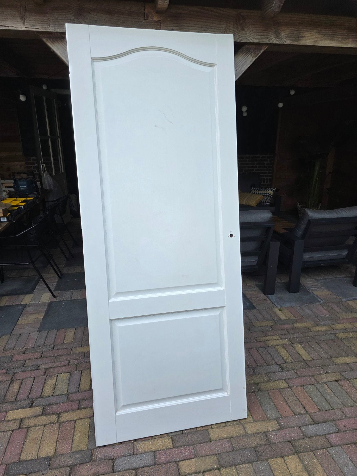 Meranti binnendeur 205,5x82,3 cm, Doe-het-zelf en Verbouw, Deuren en Horren, Ophalen, Gebruikt, 80 tot 100 cm, Binnendeur