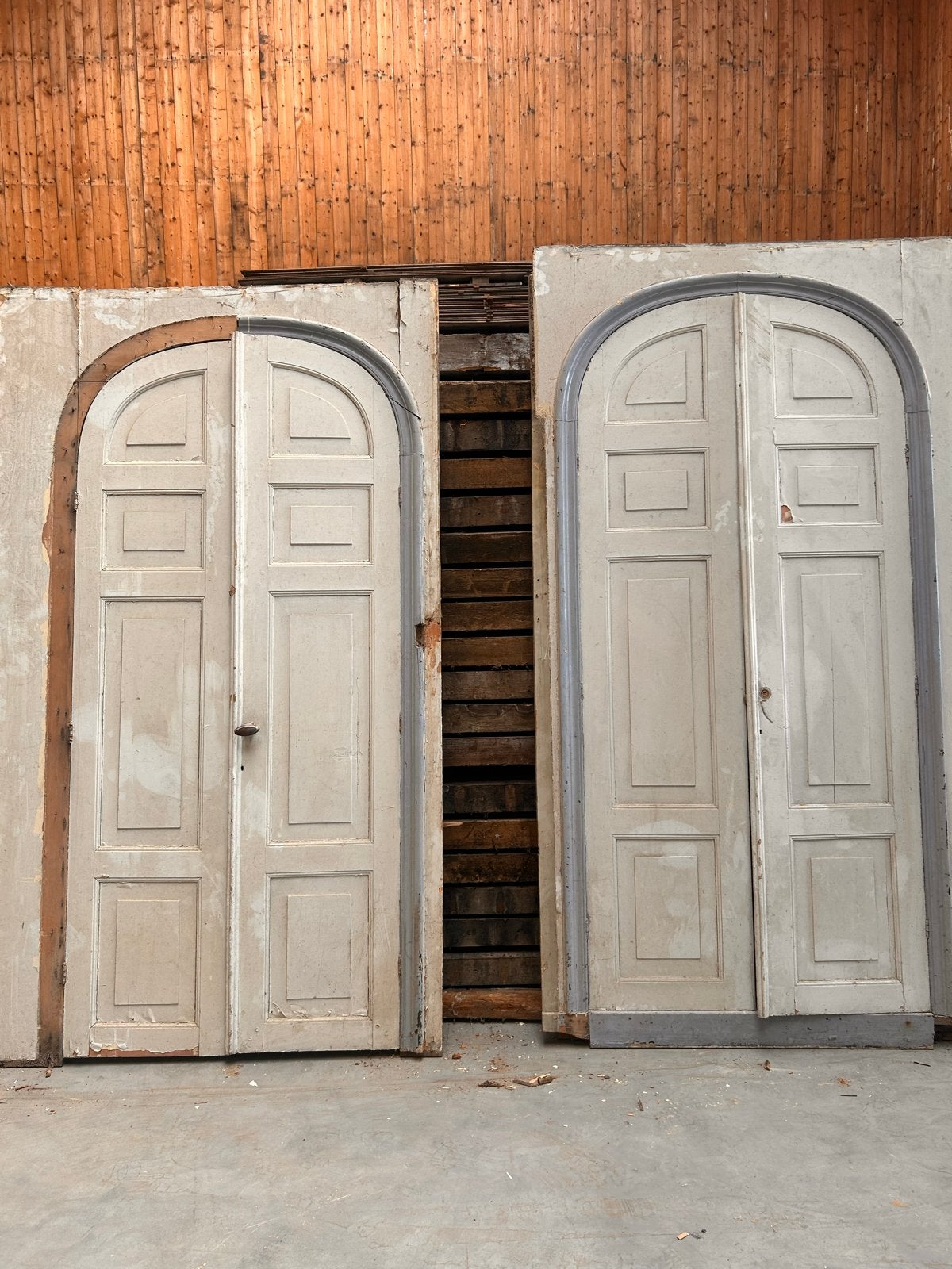 Antieke dubbele binnendeur met toog, 105x228cm, Gebruikt, 215 cm of meer, Binnendeur, Hout