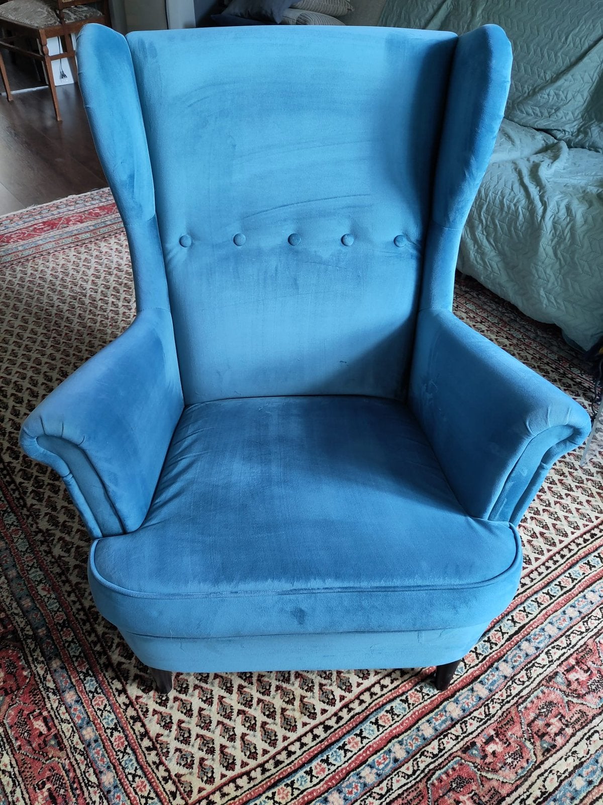 Ikea Strandmon oorfauteuil limited editon (KLM) blauw, Huis en Inrichting, Fauteuils, Ophalen of Verzenden, Zo goed als nieuw