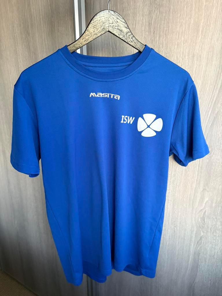 ISW Hoogeland sportshirt maat L, Ophalen of Verzenden, Zo goed als nieuw, Maat 52/54 (L), Blauw