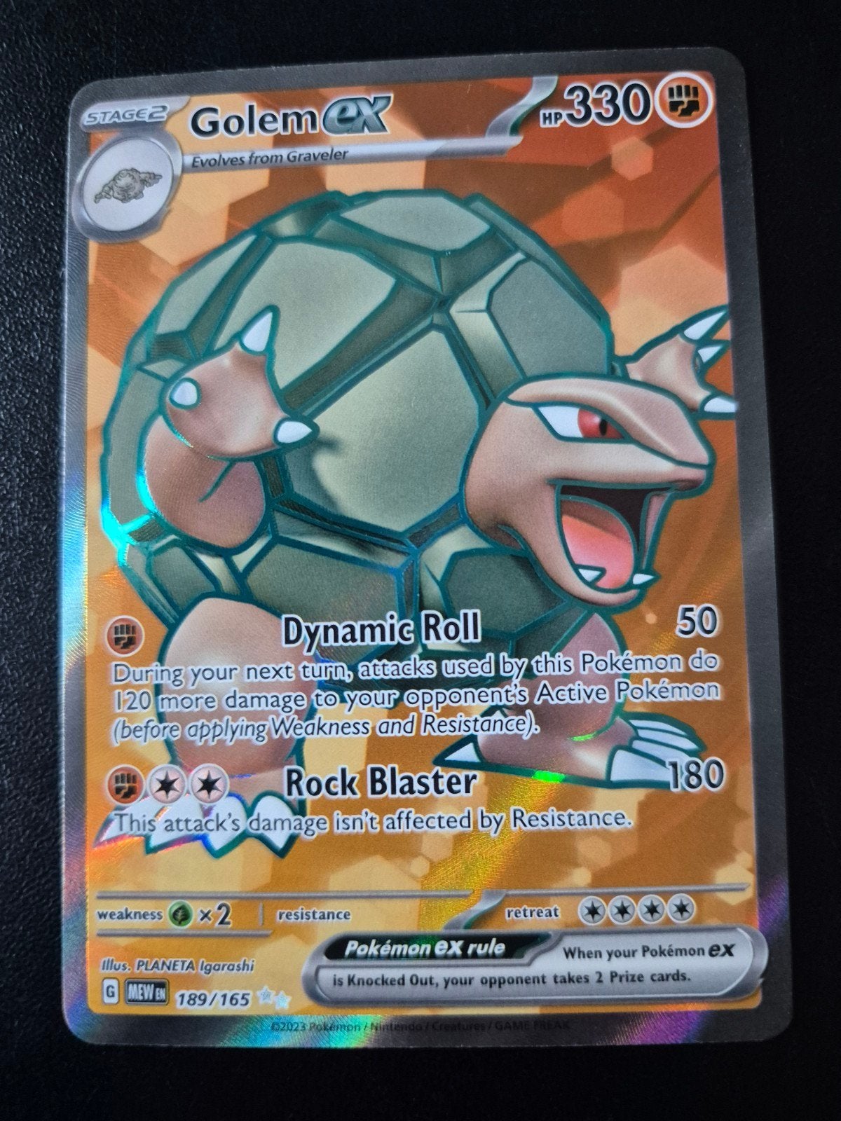 Golem EX 189/165 Pokémon Kaart, Ophalen of Verzenden, Zo goed als nieuw, Losse kaart, Foil
