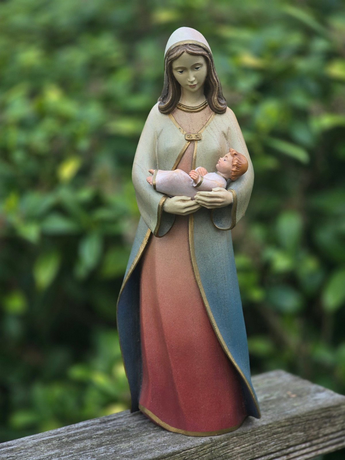 Houten beeld Maria met kind - 30 cm, Antiek en Kunst, Ophalen of Verzenden