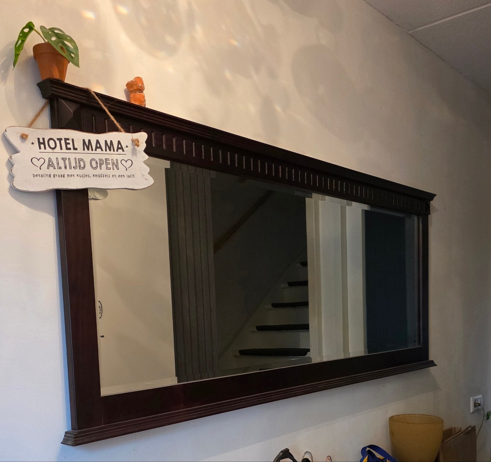 Mooie spiegel met houten lijst (180x72cm), Huis en Inrichting, Woonaccessoires | Spiegels, Ophalen, Zo goed als nieuw, Rechthoekig