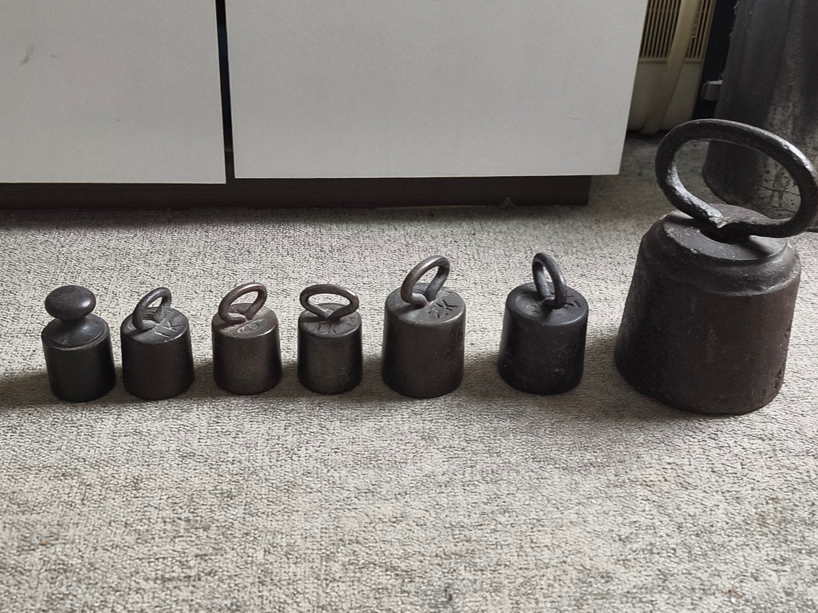 Antieke gewichten set - gietijzer, Ophalen