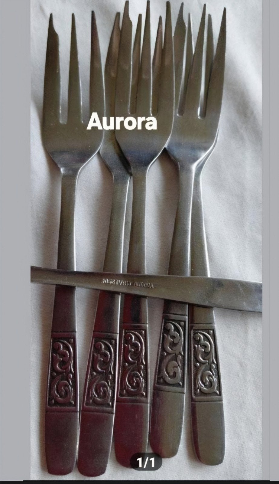 Roestvrij Aurora messen taartvorkjes dessertvorkjes, Ophalen of Verzenden, Rvs of Chroom