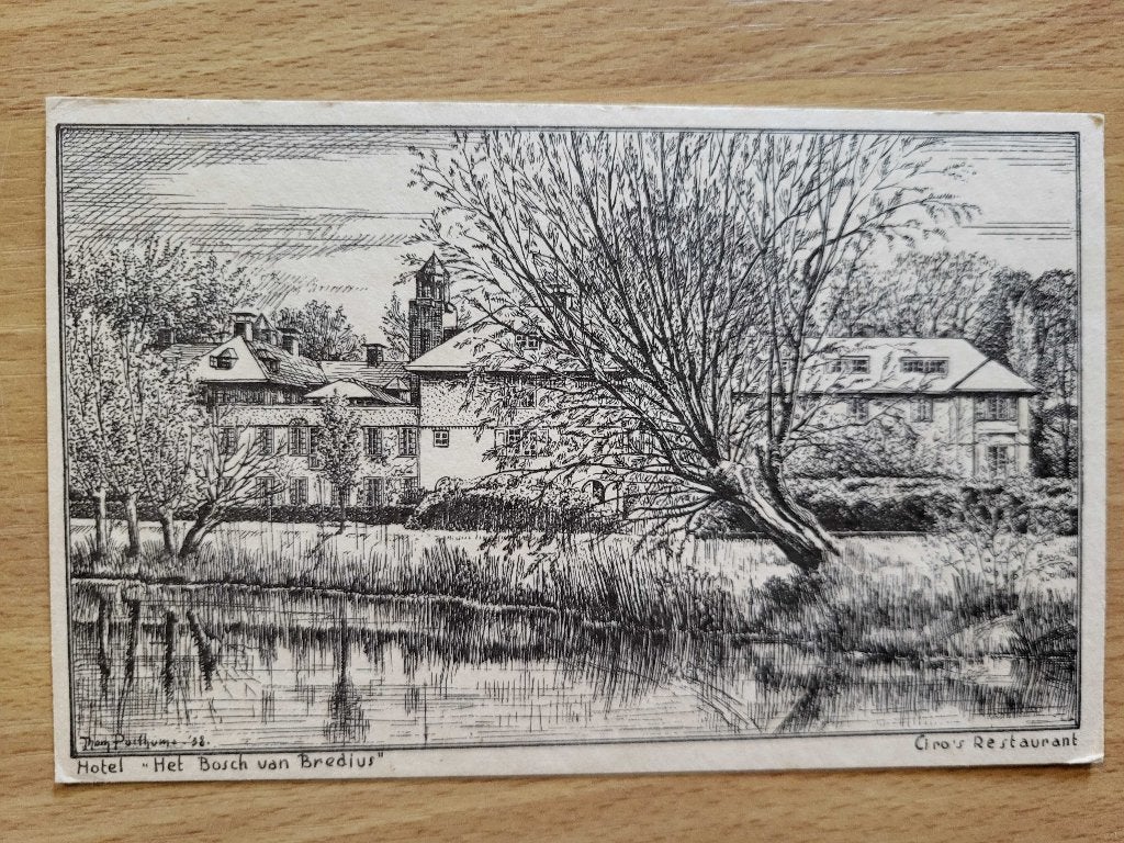 ansicht NAARDEN Hotel Bredius Getekend, Ophalen of Verzenden, Voor 1920, Noord-Holland