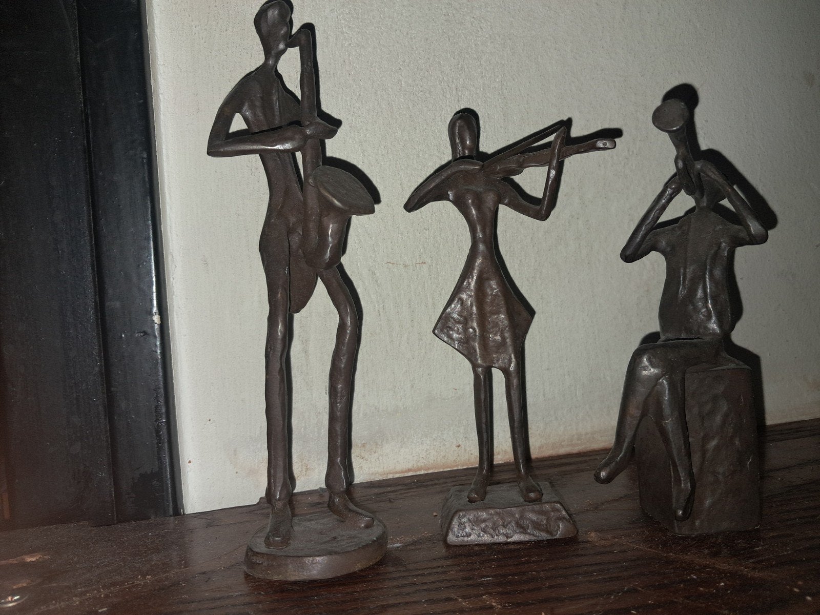 3 bronzen beeldjes van muzikanten, Groep mensen, Ophalen of Verzenden, Brons, Beeld