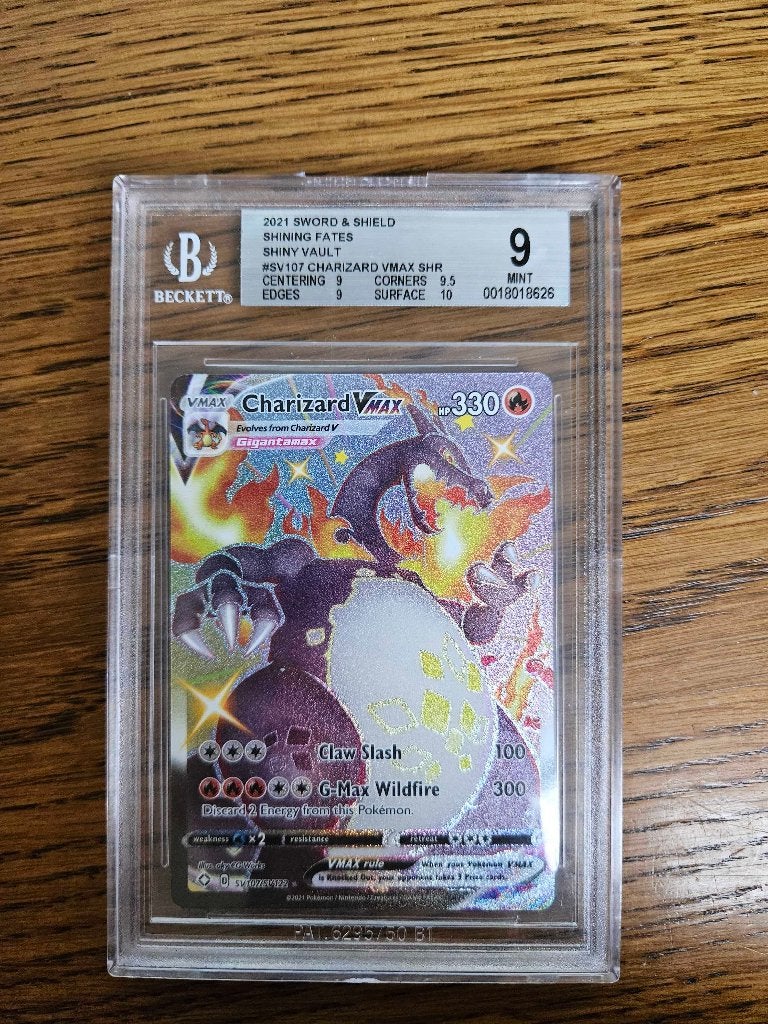 Pokemonkaarten - Charizard Vmax Shining Fates 107/122 BGS 9, Verzenden, Zo goed als nieuw, Losse kaart, Foil