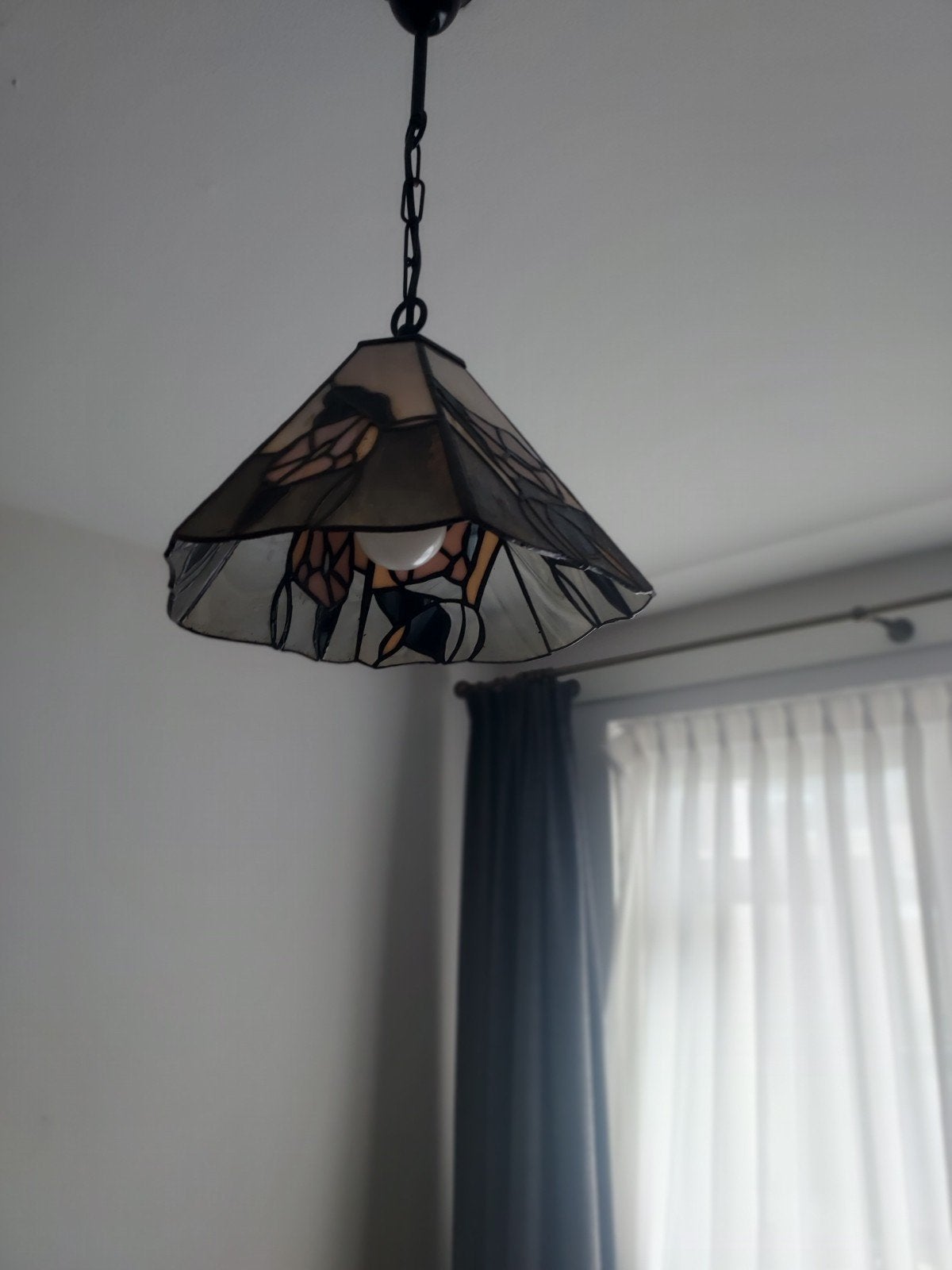 Jaren '80 Glas-in-lood Hanglamp, Ophalen of Verzenden