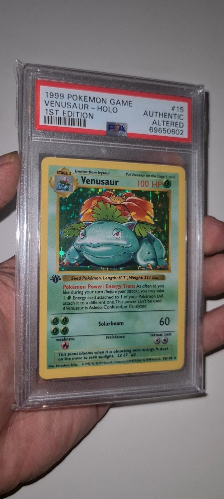 Venusaur Shadowless 1st Edition Base Set PSA Authentic, Ophalen, Zo goed als nieuw, Losse kaart, Foil