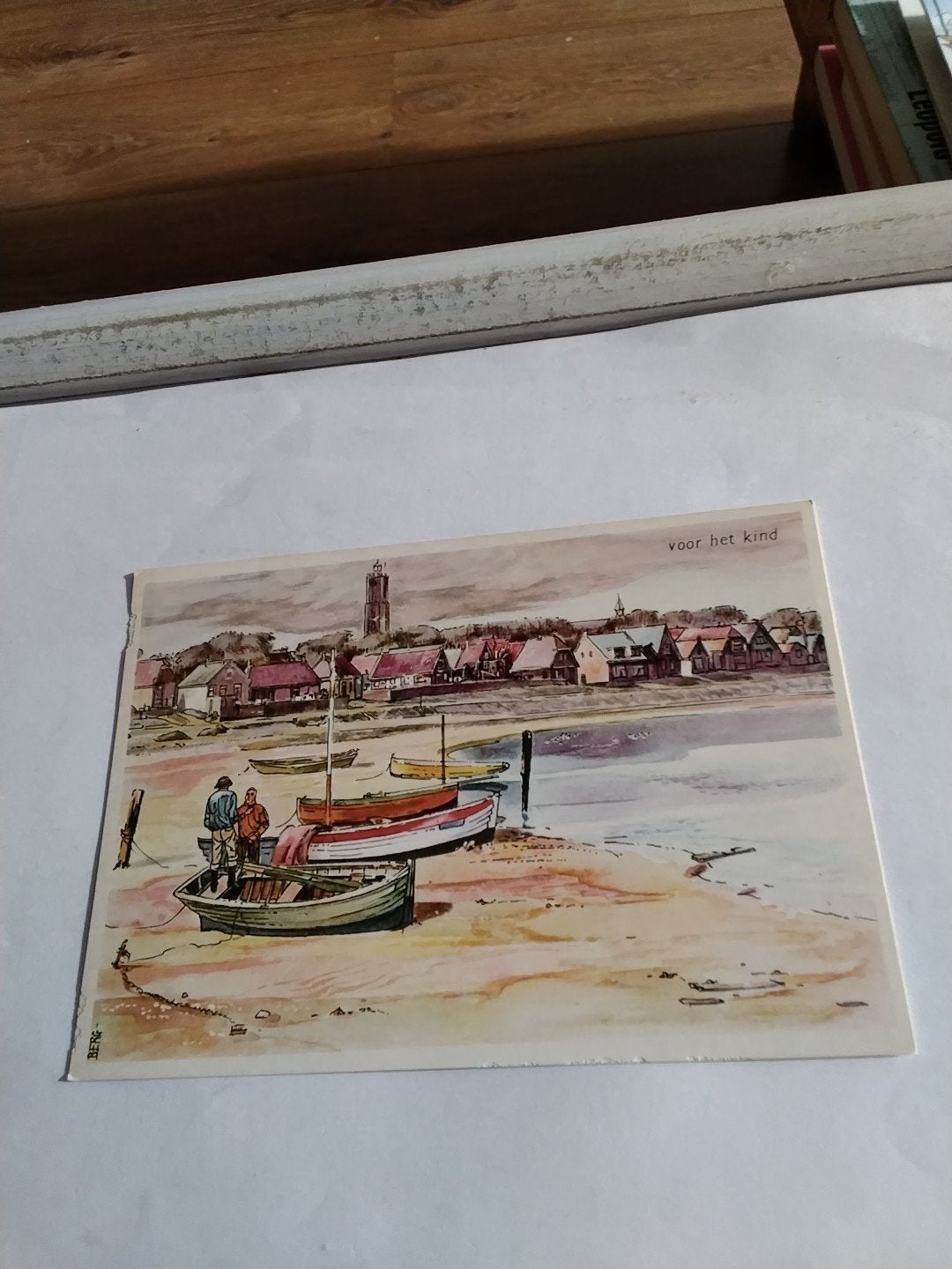 Vintage Ansichtkaart Terschelling - Voor het Kind - BERG, Ophalen of Verzenden, 1940 tot 1960, Ongelopen, Waddeneilanden