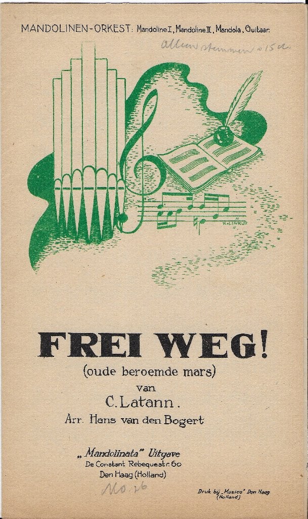 Bo107 bladmuziek frei weg oude beroemde mars, Muziek en Instrumenten, Gebruikt, Klassiek, Ophalen of Verzenden, Artiest of Componist