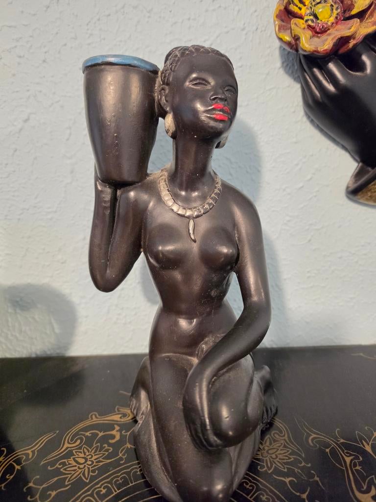 Vintage Afrikaans beeld jaren 50, Verzamelen, Beelden en Beeldjes, Ophalen of Verzenden, Mens