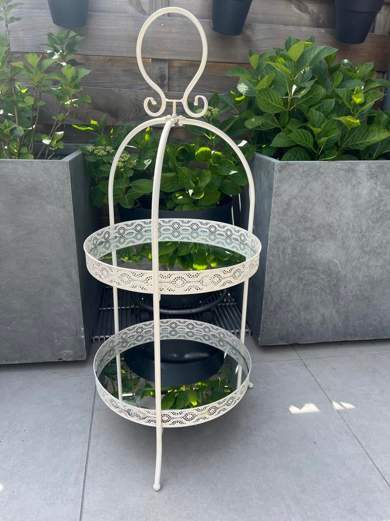 Etagère 2-laags met spiegelblad, 90 cm hoog, Ophalen of Verzenden, Gebruikt