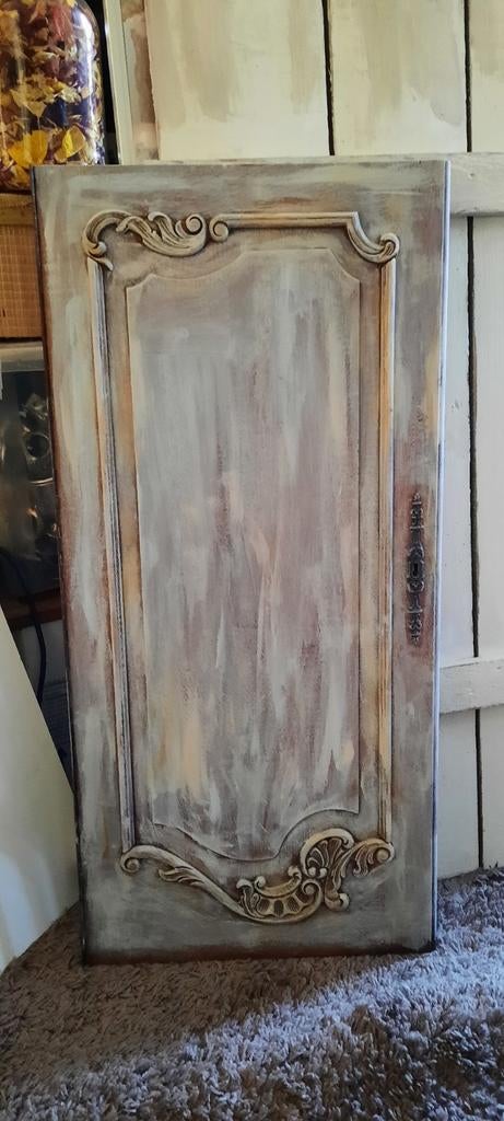 Antiek brocant sier paneeldeur., Ophalen, Gebruikt, Rechthoekig, Hout