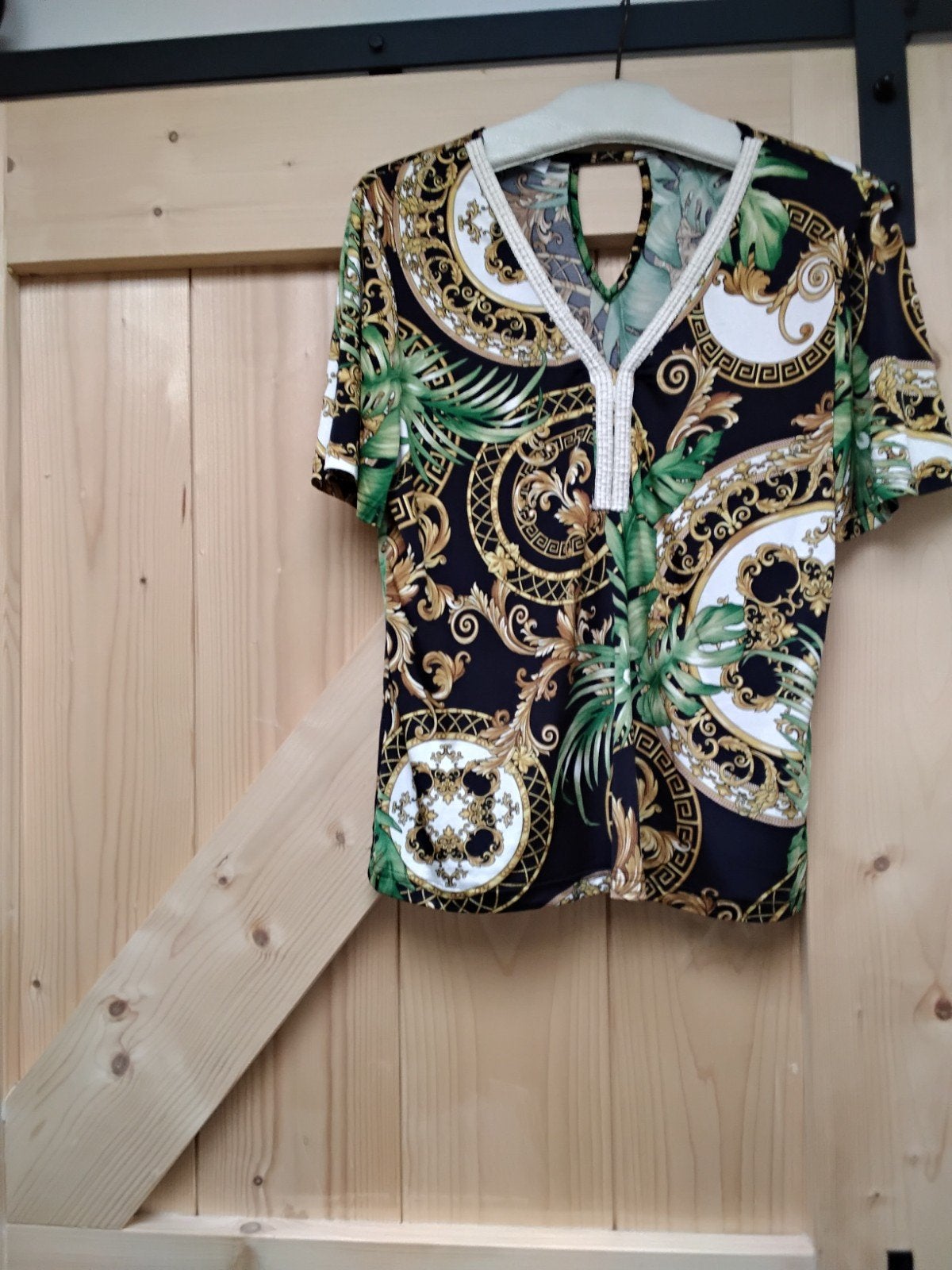 Batida Blouse met Barokprint en Tropische Bladeren, Maat 38/40 (M), Zwart, Ophalen of Verzenden, Zo goed als nieuw