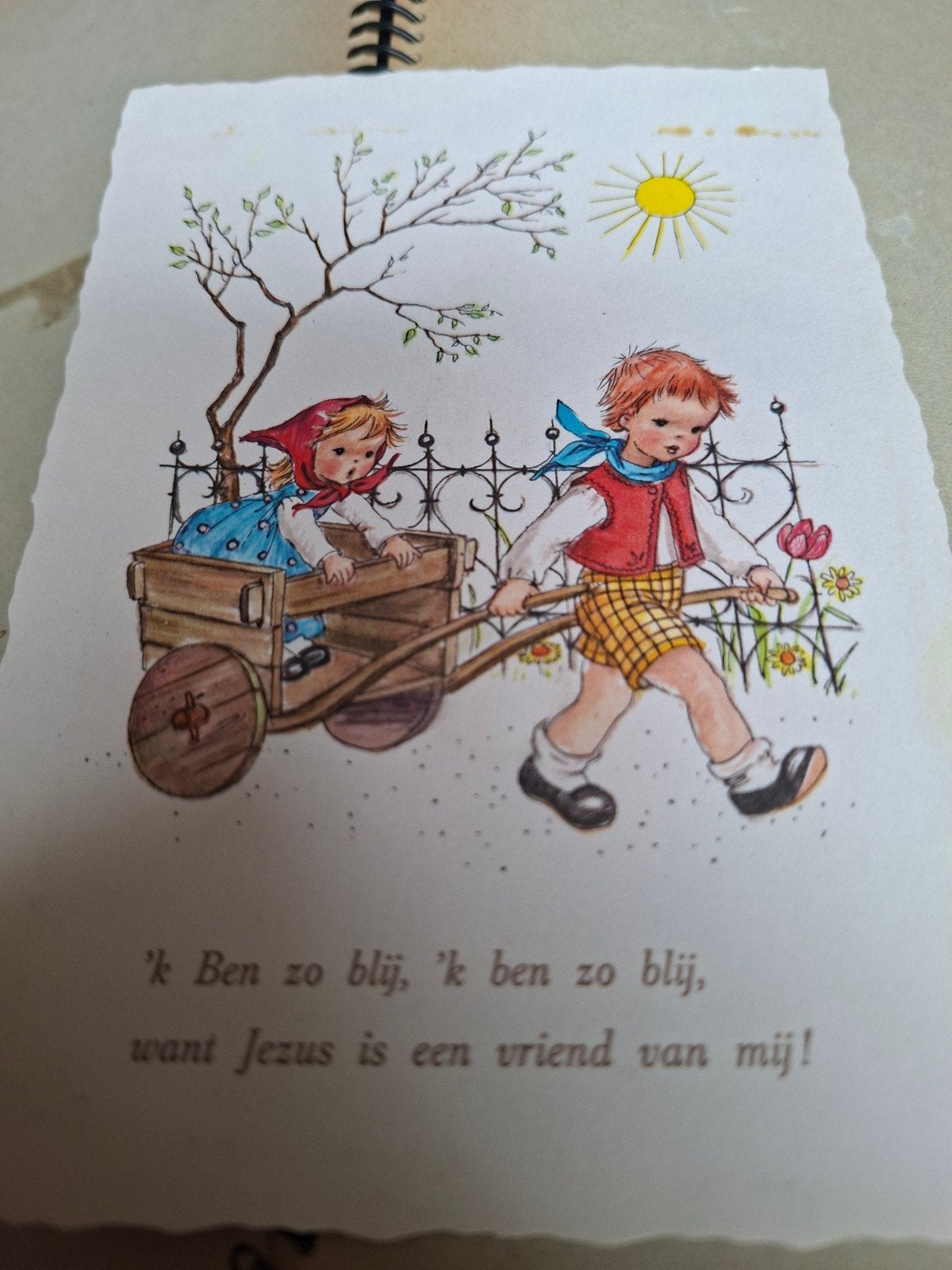 Vintage Christelijke Ansichtkaart - 'k Ben zo blij, Verzamelen, Ophalen