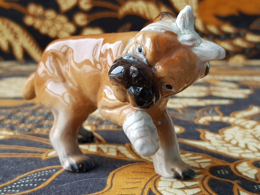 Gewonde boxer oud beeldje uit Engeland van porselein 11,5 cm, Ophalen of Verzenden