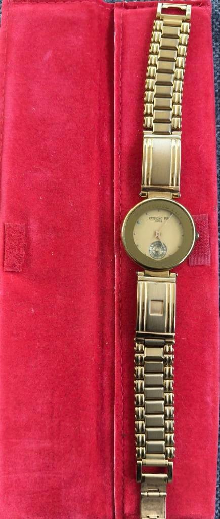 Raymond Pia Swiss Horloge - 24K Verguld, Saffierglas, Sieraden, Tassen en Uiterlijk, Horloges | Dames, Overige merken, Overige materialen