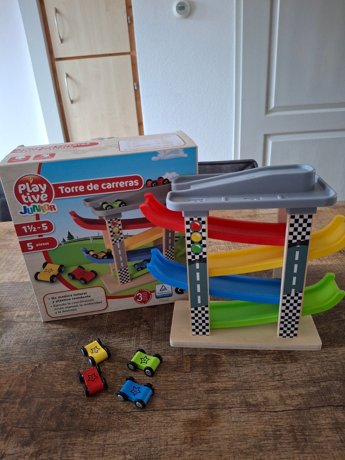Playtive Junior Racebaan met 4 auto's, Ophalen of Verzenden, Zo goed als nieuw