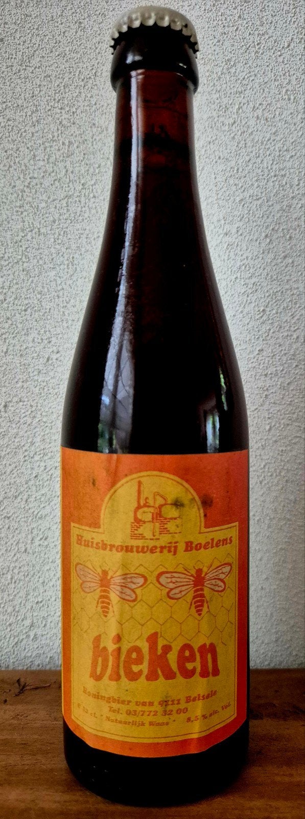 1994 fles BIEKEN honing bier huis brouwerij BOELENS 8,5 %, Ophalen of Verzenden, Zo goed als nieuw, Flesje(s), Overige merken
