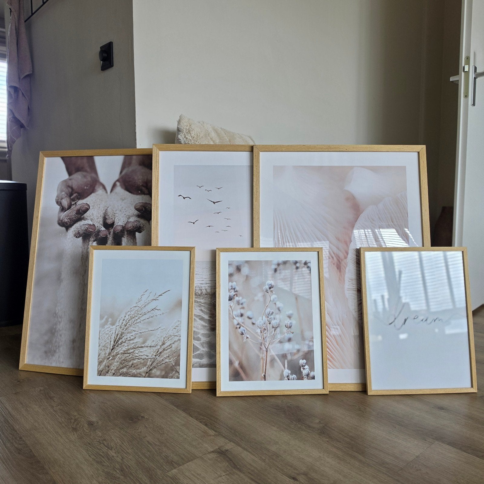 Set van 6 ingelijste foto's: groot en klein, Ophalen, 50 – 75, Zo goed als nieuw, Schilderij