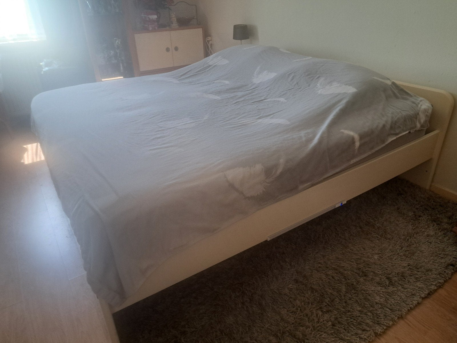 2 persoons bed, Ophalen, Wit, Tweepersoons, 180 cm