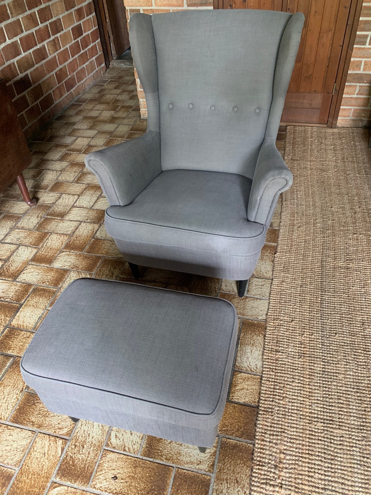 Ikea strandmön + voetenbank, Huis en Inrichting, Ophalen, Gebruikt, 75 tot 100 cm, 50 tot 75 cm