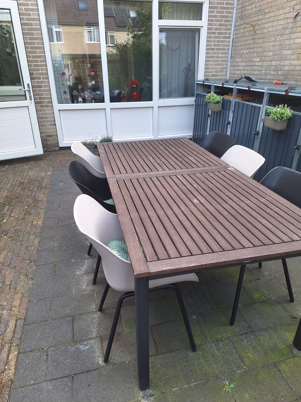 tuintafel met 6 stoelen, Ophalen, 6 zitplaatsen, Zo goed als nieuw, Tuinset