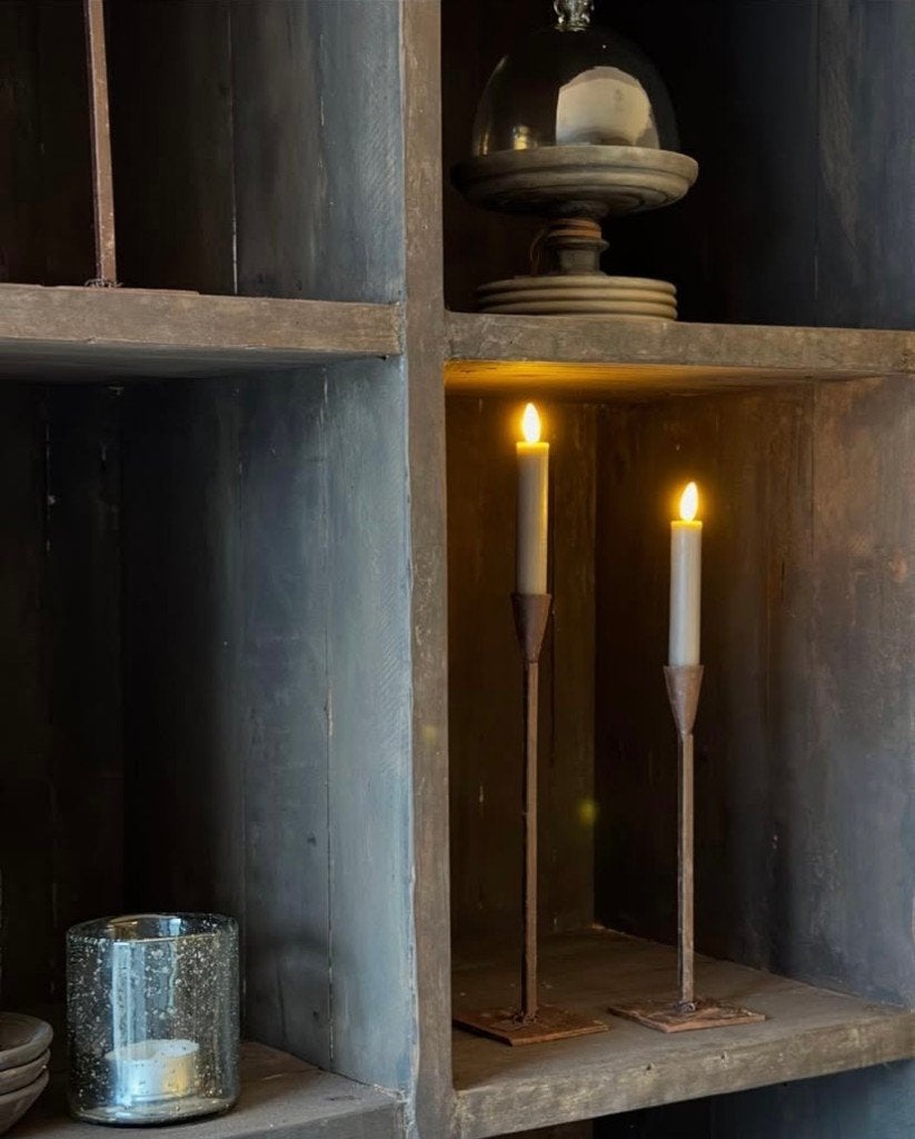 Kandelaar Marrakech S Aura Peeperkorn roest stoer sober, Verzenden, Nieuw, Metaal, Kandelaar
